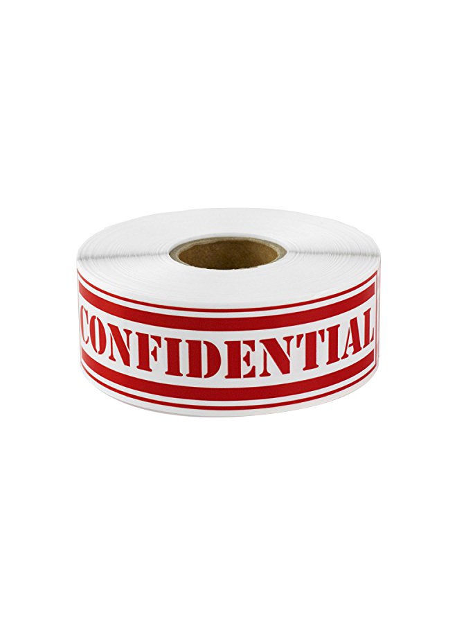 أوفيس سمارت لابس مجموعة ملصقات بنمط مطبوع لكلمة "Confidential" ومكونة من 300 قطعة أحمر/أبيض  - Image 1