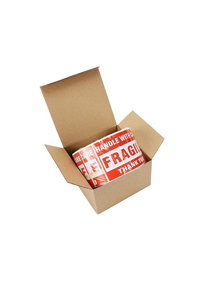 سي جيه باك ملصقات شحن بنمط مطبوع عليه عبارة "Fragile Handle With Care Thank You" مكونة من 500 قطعة أبيض/أحمر - Image 2
