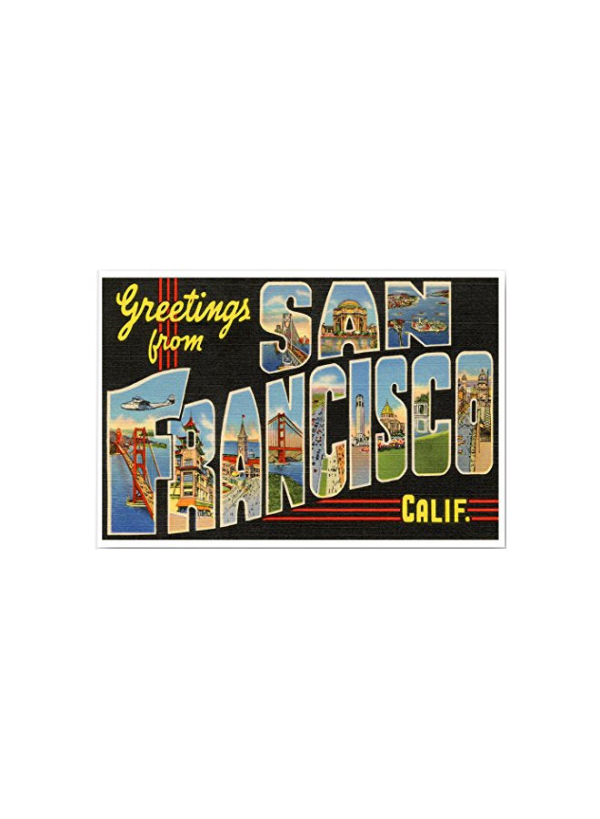 بوست كارد فير مجموعة بطاقات بريد مطبوع عليها عبارة "Greetings From San Francisco" مكونة من 20 قطعة  - Image 1