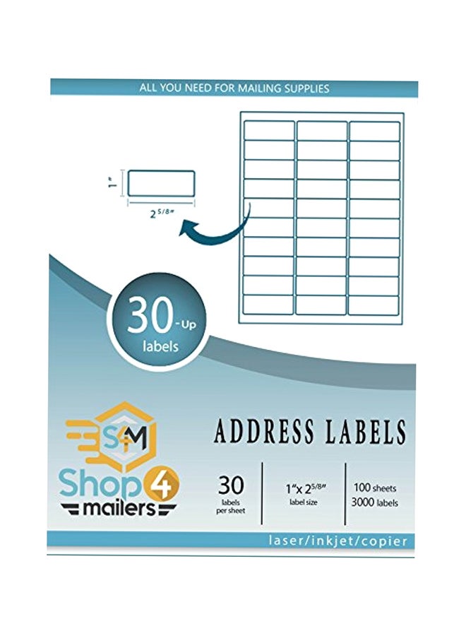 Shop4Mailers 3000-Piece Shipping Labels White