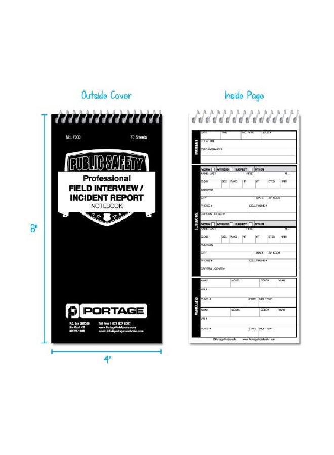 Portage 3-Piece Incident Report Notebook Black/White - Image 2