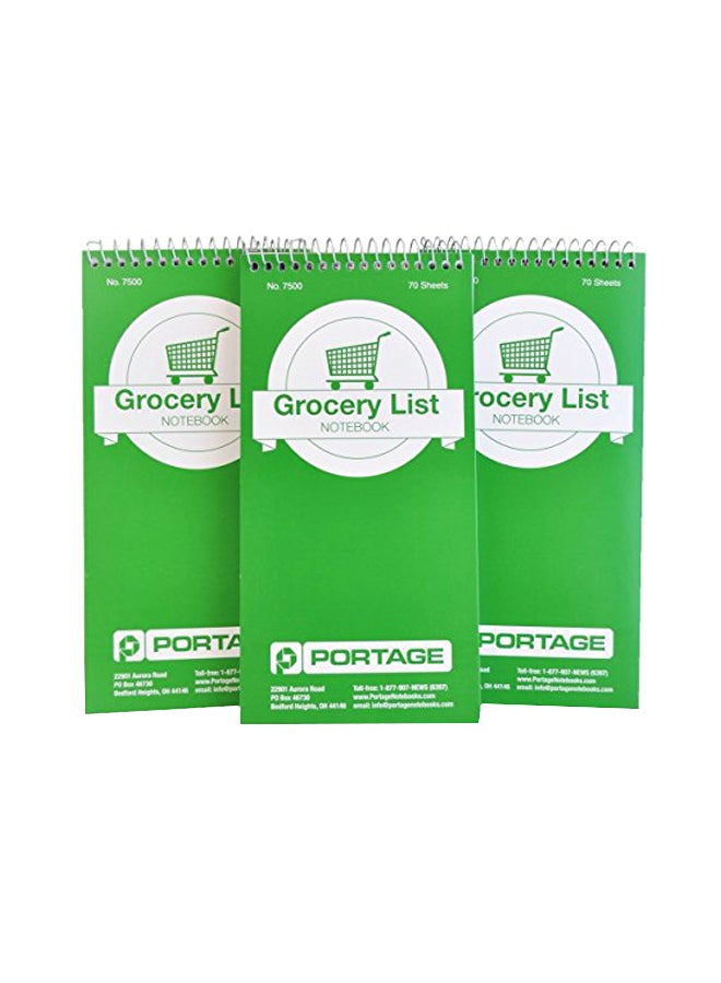 Portage 3-Piece Grocery List Notebook Green/White - Image 1