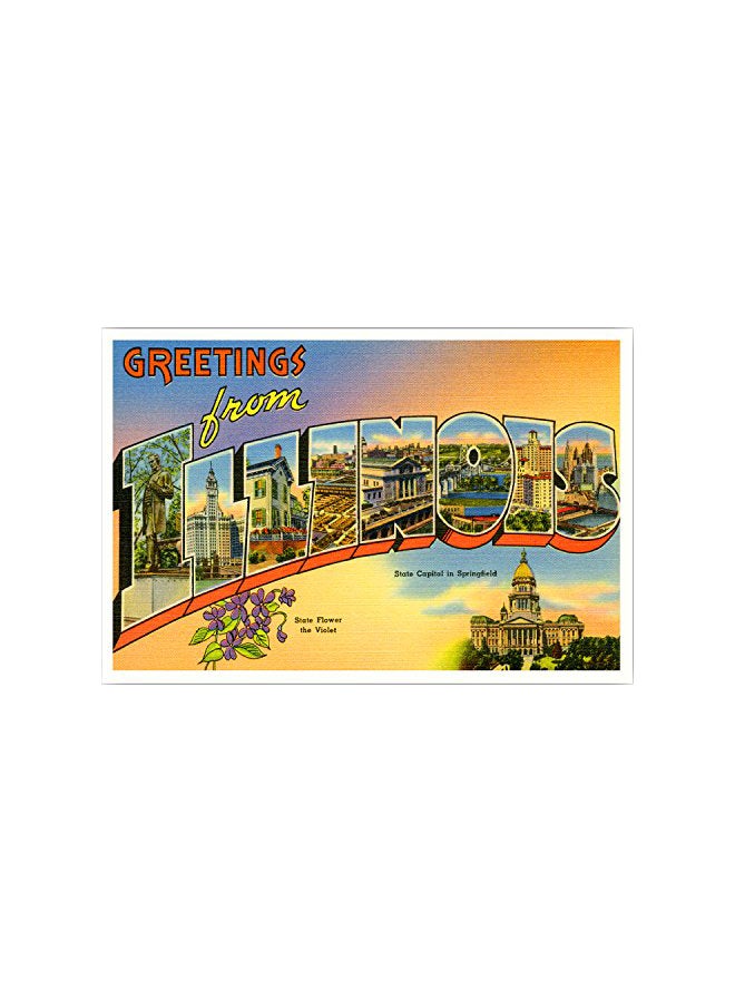 Postcard Fair 20-Piece Greetings From Illinois Printed Postcard Set - Image 1