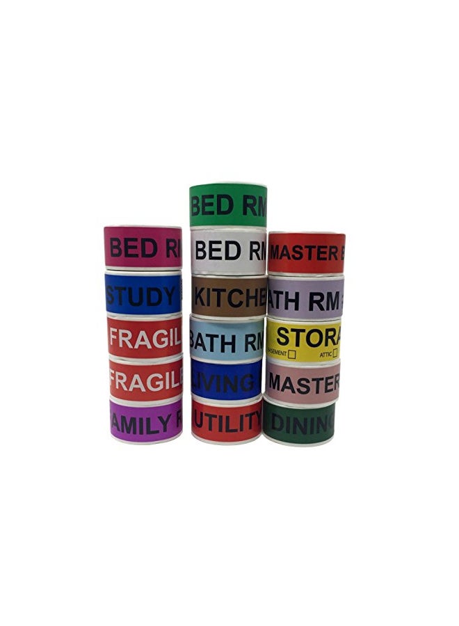 Shop4Mailers Set Of 16 House Moving Shipping Label Red/Blue/Yellow - Image 2