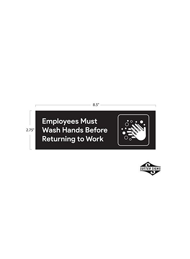 سوتر ساينس مجموعة ملصقات للمراحيض مكوّنة من قطعتين تحمل عبارة Employees Must Wash Hands أسود/أبيض - Image 2