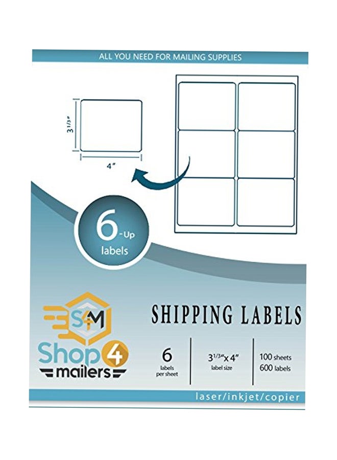 Shop4Mailers 100 Sheet Self Adhesive Shipping Labels White