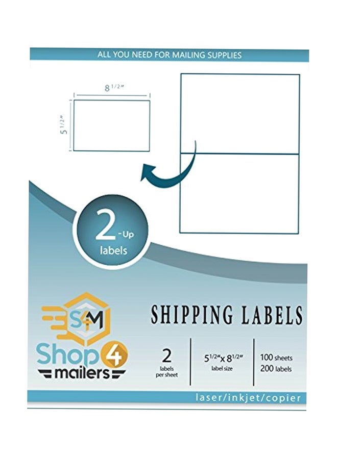 Shop4Mailers 100 Sheet Self Adhesive Shipping Labels White