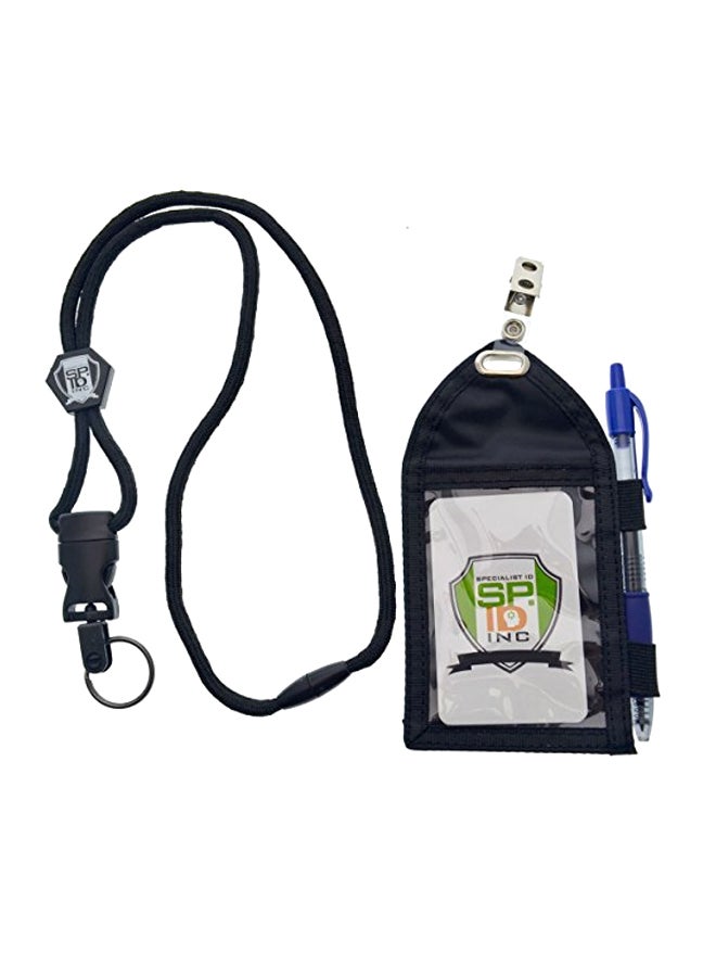 Specialist ID Nylon Badge Holder With Lanyard Black/Clear  - Image 1