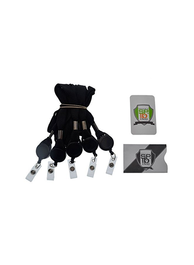 Specialist ID - 5-Piece Lanyard ID Badge Holder Set Black/Clear - Image 1