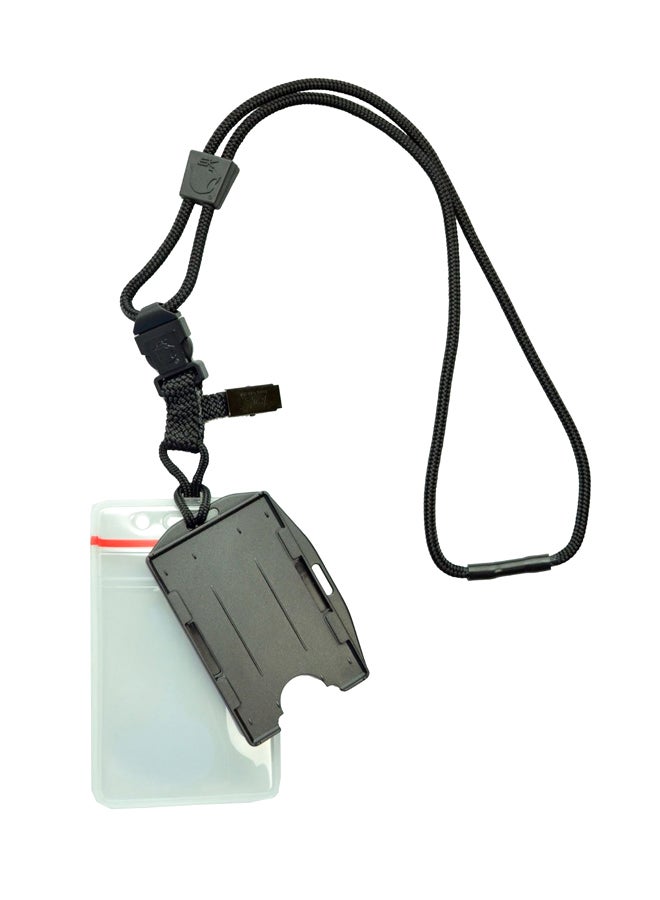Specialist ID 2-Card ID Badge Holder With Lanyard Set Clear/Black  - Image 1