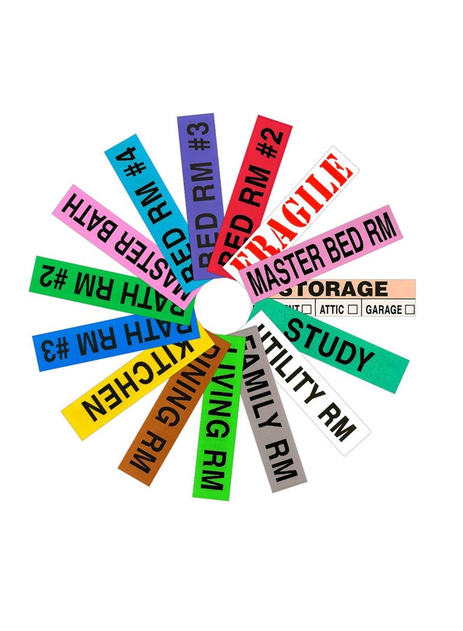 تاج-أه-روم طقم ملصقات للصناديق عند الانتقال من المنزل من 800 قطعة متعدد الألوان - Image 1
