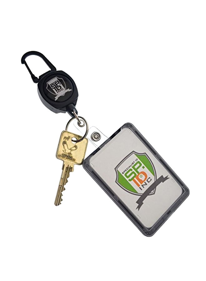 Specialist ID Carabiner Clip With 3 Card ID Badge Holder Set Silver/Black/Clear  - Image 1