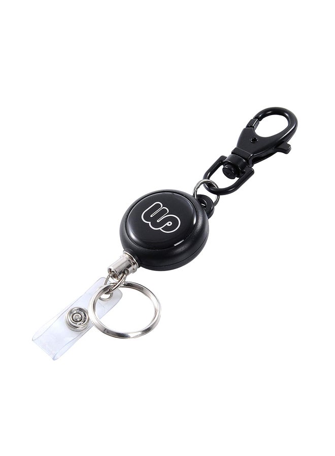 Wisdompro 2-Piece Retractable Reel Badge Holder With Key Ring Black/Silver - Image 2