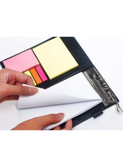 YISEEK Leather Notepad With Sticky Notes And Pen White/Yellow/Blue  - Image 3