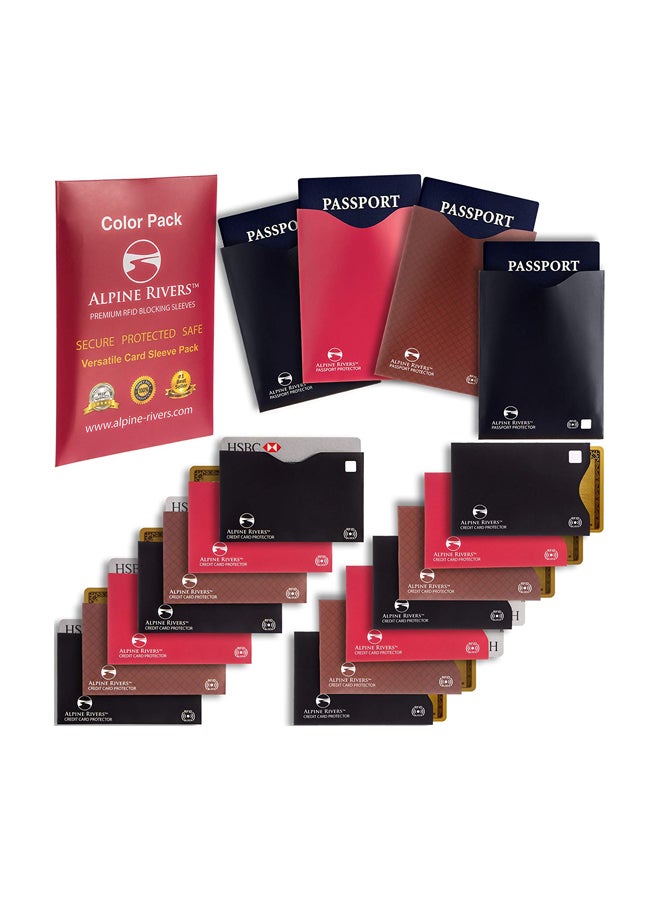 Alpine Rivers 18xPiece RFID Blocking Sleeves Set Blue/Brown/Black  - Image 1