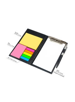 YISEEK Leather Notepad With Sticky Notes And Pen White/Yellow/Blue  - Image 2