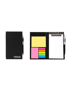 YISEEK Leather Notepad With Sticky Notes And Pen White/Yellow/Blue  - Image 1