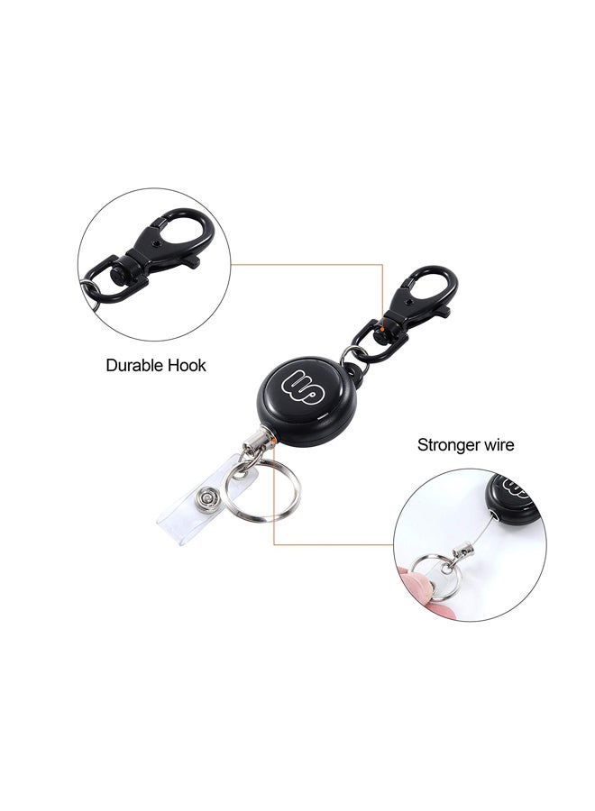 Wisdompro 2-Piece Retractable Reel Badge Holder With Key Ring Black/Silver - Image 3