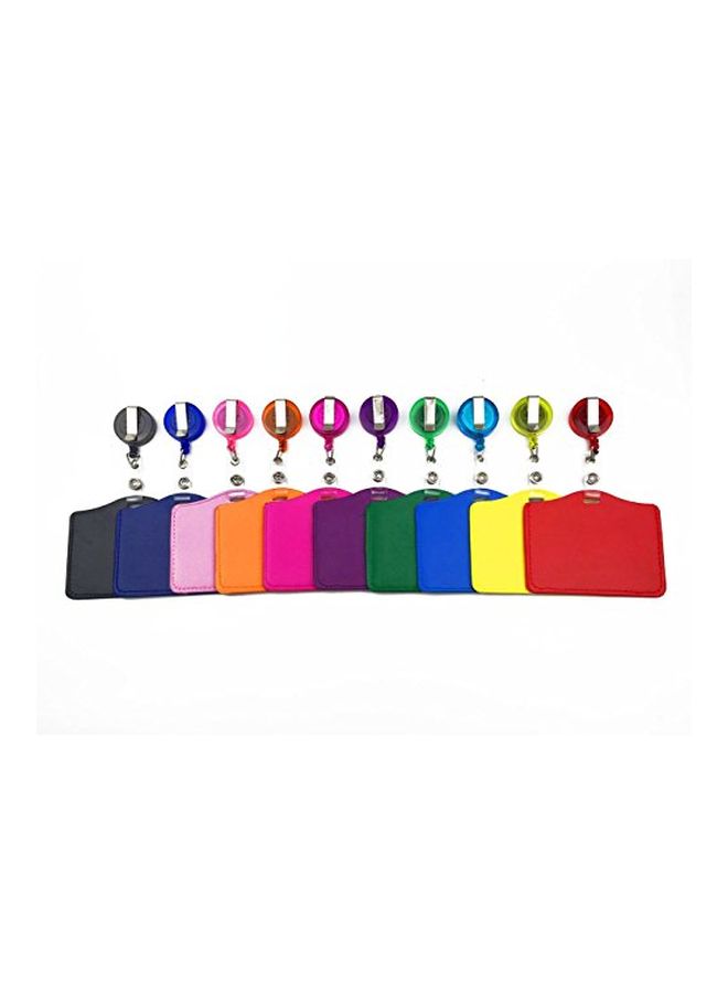 Hyamass 10-Piece Id Badge Holder With Retractable Reel Set Pink/Blue/Red - Image 3