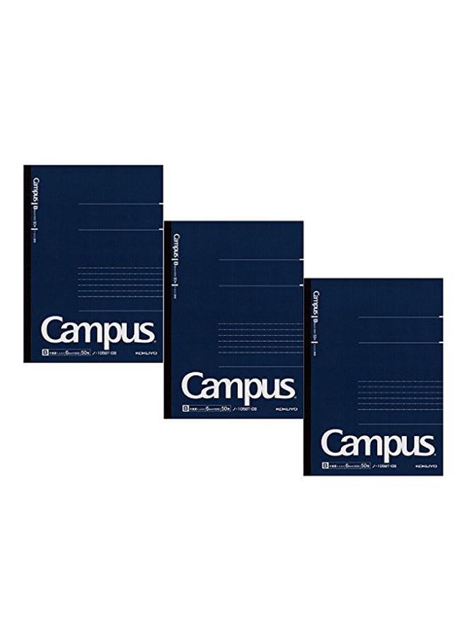 كوكويو مجموعة من 3 دفاتر ملاحظات كامبس بورق منقط مسبقاً مقاس A5 أزرق داكن - Image 1