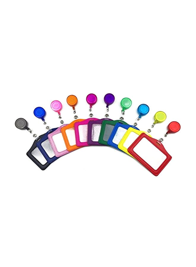 Hyamass 10-Piece Id Badge Holder With Retractable Reel Set Pink/Blue/Red - Image 1