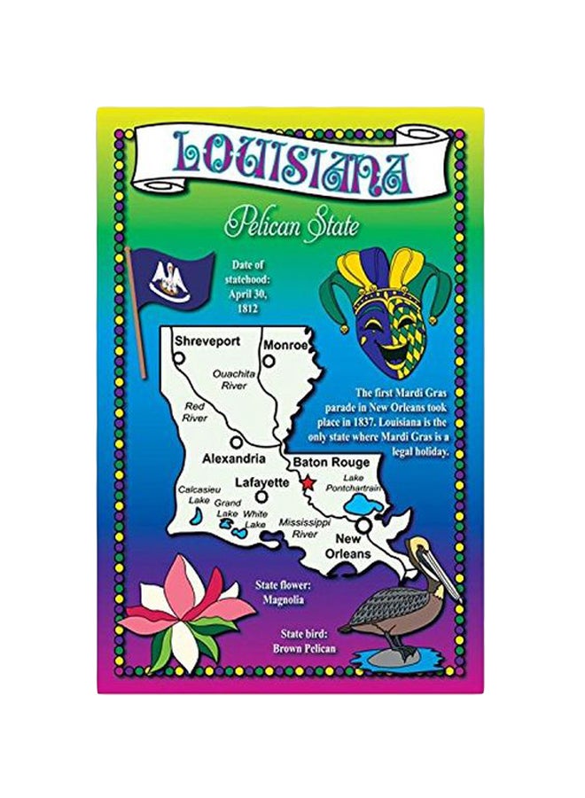 بوست كارد فير مجموعة بطاقات بريدية مزينة بطبعة خريطة ولاية لويزيانا ومكونة من 20 قطعة - Image 1