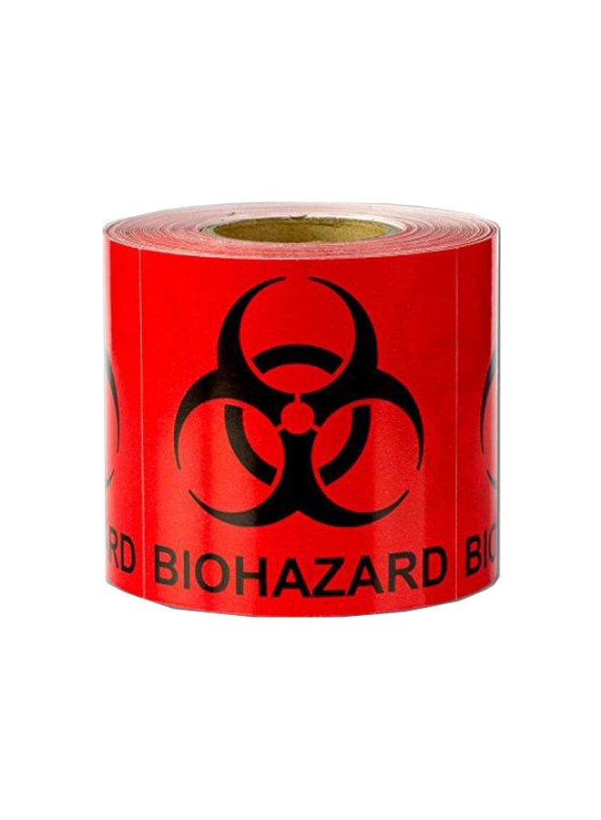 أوفيس سمارت لابس - لفة ملصقات بكلمة "Biohazard" من 300 قطعة أحمر وأسود - Image 1