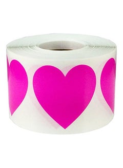 InStockLabels.com 500-Piece Heart Sticker Roll Pink  - Image 1