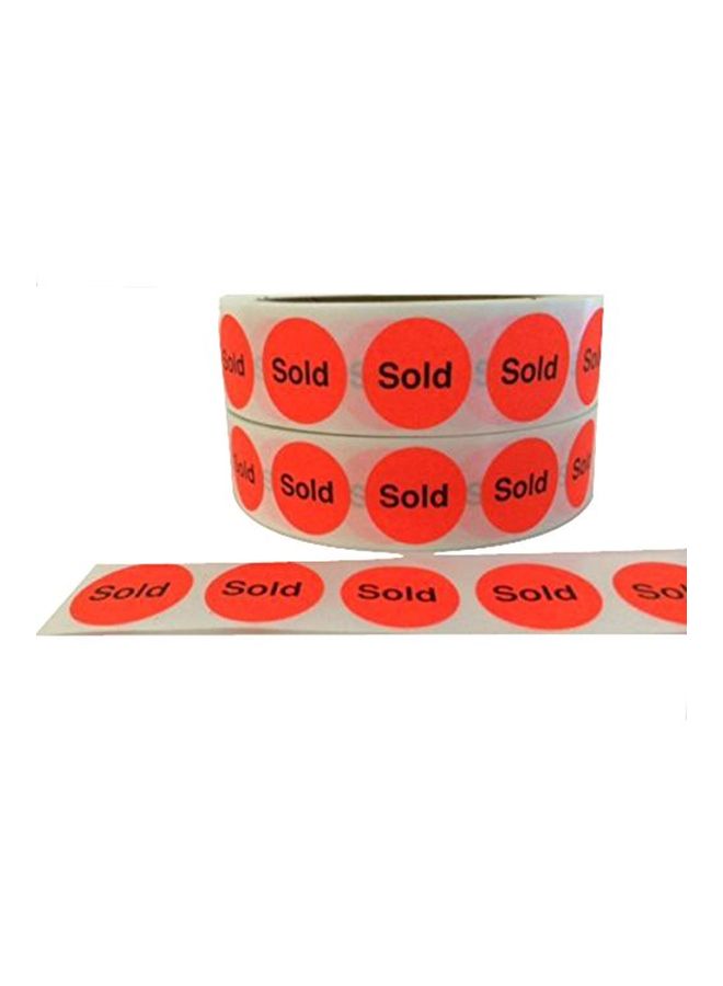 wootile 500-Piece Sold Label Sticker Roll Red/Black  - Image 3