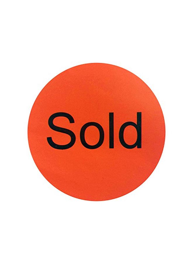 wootile 500-Piece Sold Label Sticker Roll Red/Black  - Image 1