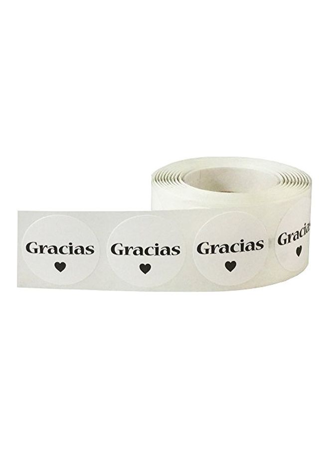 500-Piece Gracias Sticker Roll White/Black - v1552317506/N21851299A_2