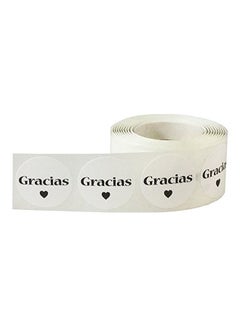 InStockLabels.com 500-Piece Gracias Sticker Roll White/Black  - Image 2