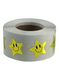 InStockLabels.com 500-Piece Smiley Sticker Roll Yellow/Black  - Image 1