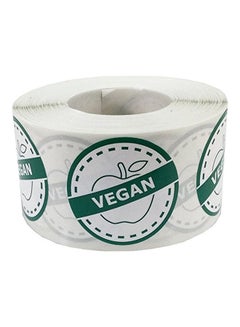 InStockLabels.com 500-Piece Vegan Sticker Roll Green/White  - Image 1