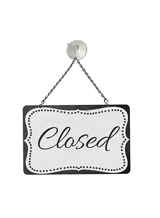 ناهانكو لافتة بوجهين تحمل الكلمتين "Open" و"Closed" أبيض/رمادي - Image 1
