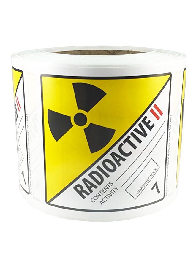 إن ستوك ليبلز.كوم بكرة ملصقات تحذيرية مكونة من 500 ملصق، تحمل عبارة "Radioactive II" أصفر / أسود / أزرق - Image 1