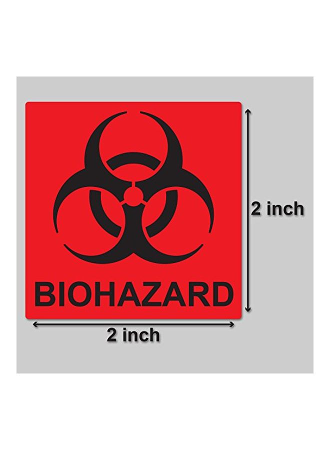 أوفيس سمارت لابس - لفة ملصقات بكلمة "Biohazard" من 300 قطعة أحمر وأسود - Image 1