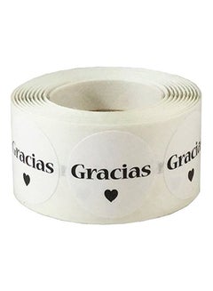 InStockLabels.com 500-Piece Gracias Sticker Roll White/Black  - Image 1