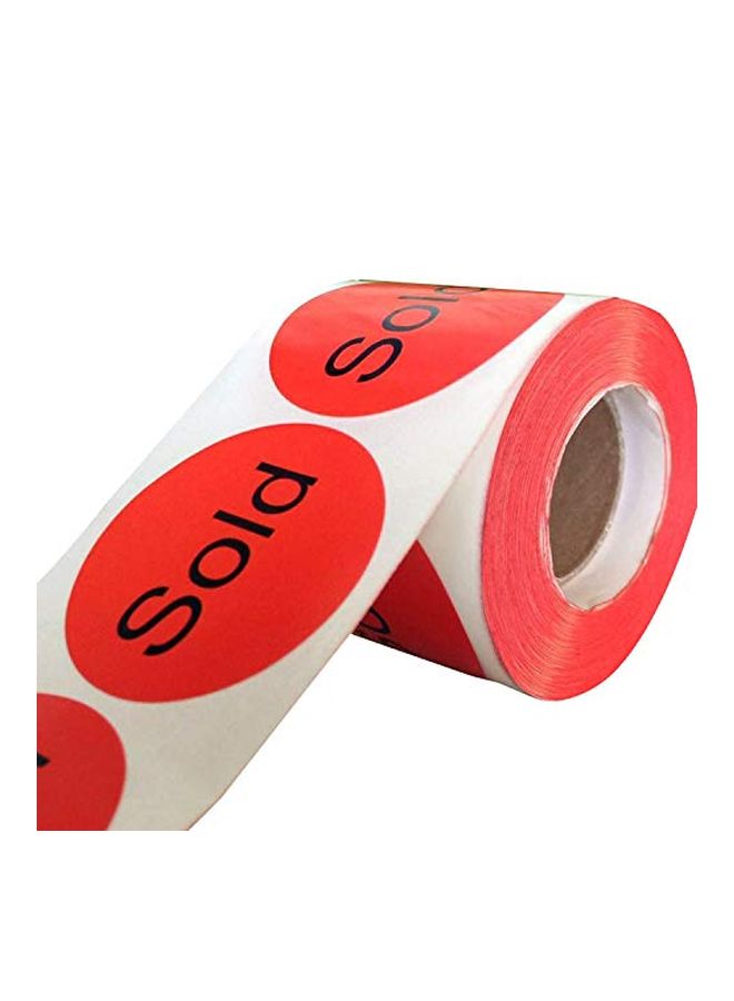wootile 500-Piece Sold Label Sticker Roll Red/Black  - Image 2