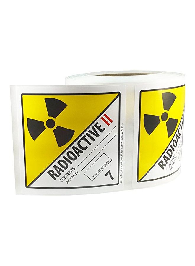 إن ستوك ليبلز.كوم بكرة ملصقات تحذيرية مكونة من 500 ملصق، تحمل عبارة "Radioactive II" أصفر / أسود / أزرق - Image 2