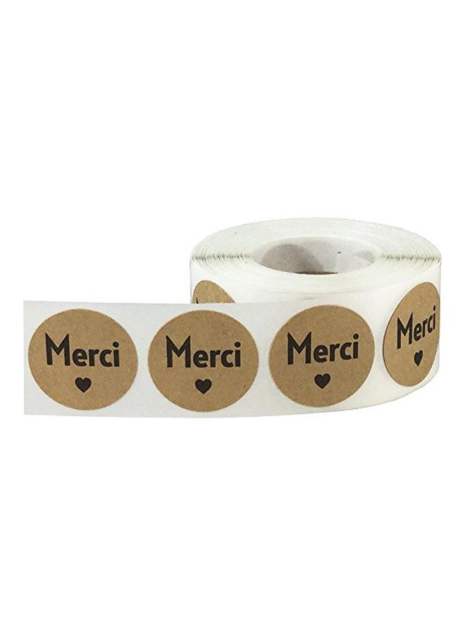 500-Piece Merci Sticker Roll Beige/Black - v1552317653/N21851294A_2