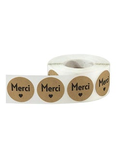InStockLabels.com 500-Piece Merci Sticker Roll Beige/Black  - Image 2
