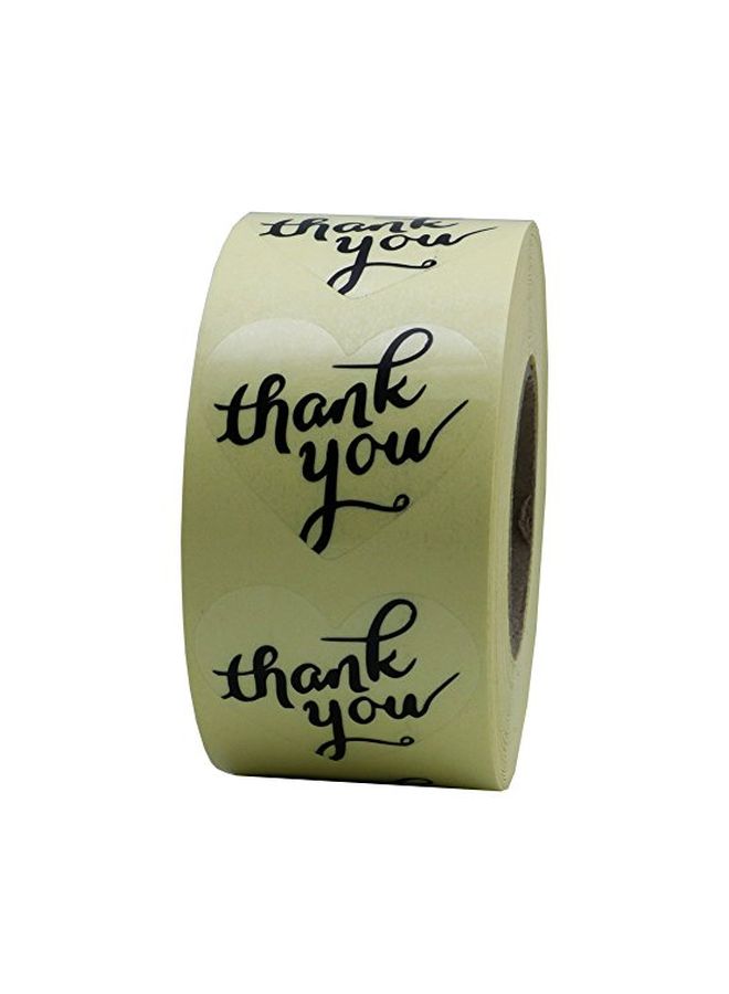 هيبسك لفة ملصقات بنمط مطبوع لعبارة "Thank You" شفاف/ أسود - Image 3