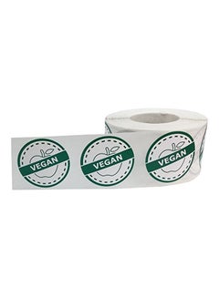 InStockLabels.com 500-Piece Vegan Sticker Roll Green/White  - Image 2