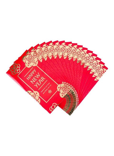 16-Piece Happy New Year Money Card Holders Red/Gold