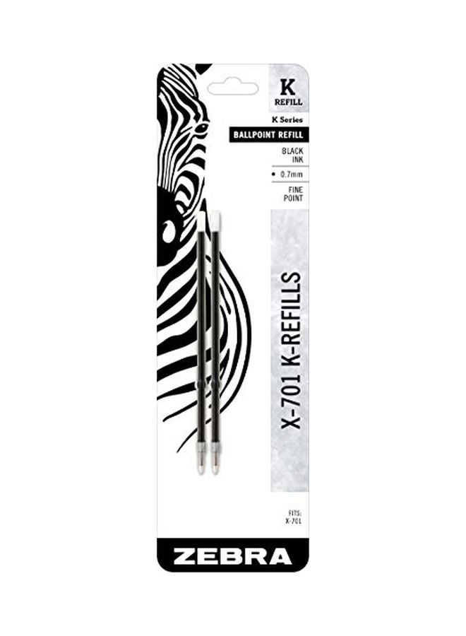 Zebra Pen 2-Piece Ballpoint Pen Refills Black/Clear 