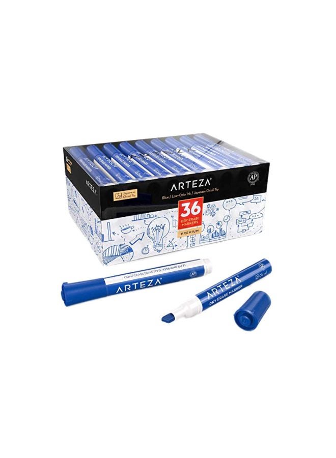 ARTEZA 36-Piece Dry Erase Marker Set Blue/White  - Image 1