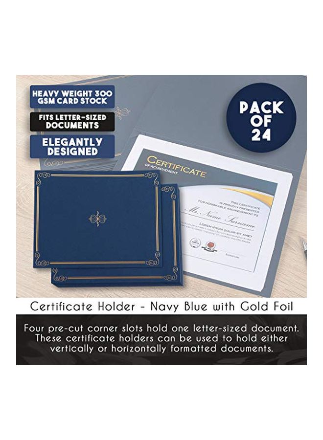 Blue Panda 24-Piece Certificate Holder Navy Blue/Gold - Image 4