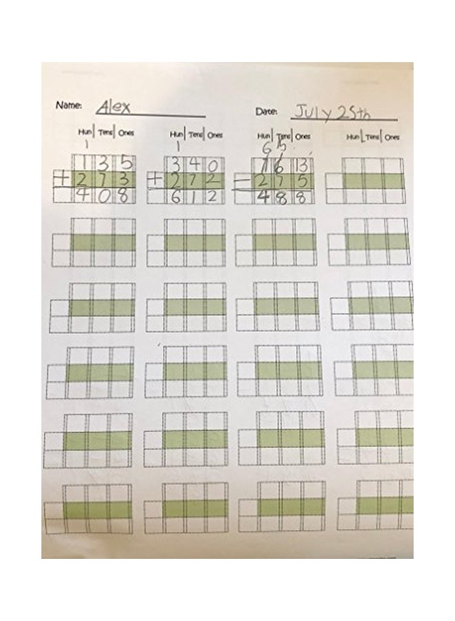Channie's 120-Piece Triple Digit Math Line-Up Sheets White/Green/Black - Image 3