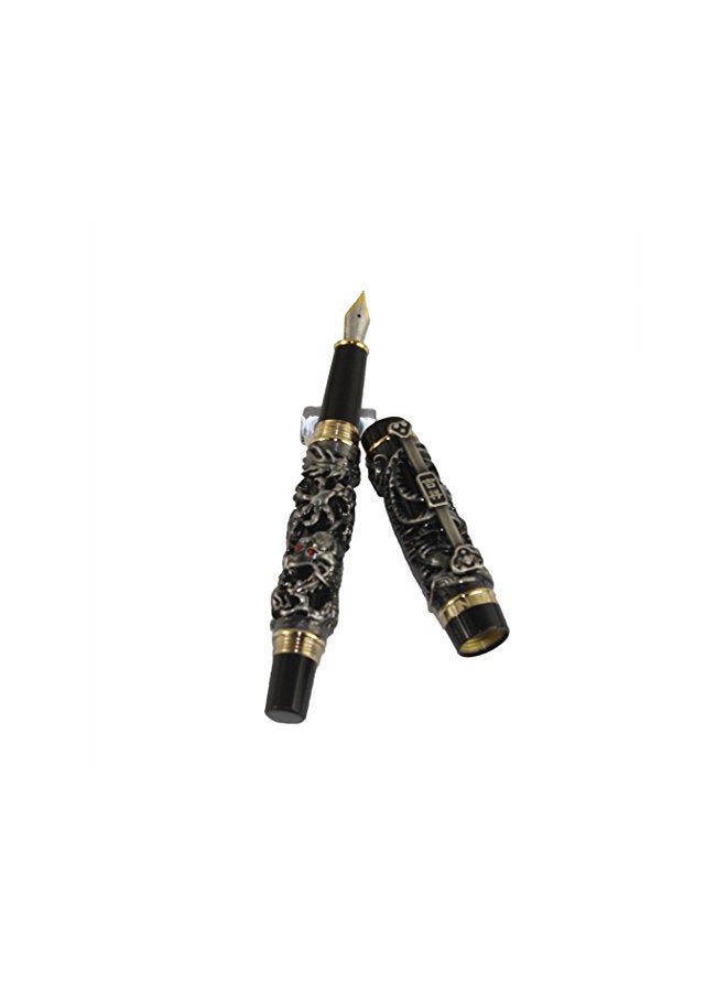 Gullor Noblest Dragon and Phoenix Fountain Pen With 5 Colour Ink Cartridge Black - Image 3